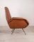 Vintage Modernist Armchair in Brown Leather and Brass, 1950s 5