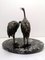 Bronze Cranes Table Business Card Holder on Marble Base, 1920s 3