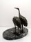 Bronze Cranes Table Business Card Holder on Marble Base, 1920s 7