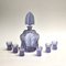 Art Deco Crystal Glass Carafe with 6 Glasses in the Style of R. Lalique, 1930s, Set of 7, Image 1