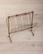 Vintage Freestanding Magazine Rack in Brass and Wood, 1950s 2