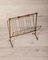 Vintage Freestanding Magazine Rack in Brass and Wood, 1950s, Image 2