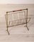 Vintage Freestanding Magazine Rack in Brass and Wood, 1950s 1