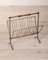 Vintage Freestanding Magazine Rack in Brass and Wood, 1950s, Image 1