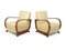 Italian Art Deco Walnut Armchairs, Set of 2 2