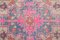 Tapis Oushak Vintage Fait Main en Laine Rouge 7