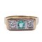 Vintage 14K Gold Ring with Synthetic Emerald and Diamonds, 1980s 1