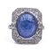 Bague en Or Blanc 18K avec Cabochon Tanzanite et Diamants 1