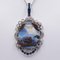 Vintage Pendant in 18K White Gold with Opal, Diamonds & Sapphires, 1940s 2