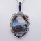 Vintage Pendant in 18K White Gold with Opal, Diamonds & Sapphires, 1940s 3