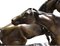 Miniature French Patinated Bronze Figure of Two Horses by P. J. Mene 2