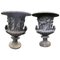 19th Century Weathered Cast Iron Urns, Set of 2 1