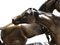 Französische Patinierte Bronze Miniatur von Zwei Pferden von PJ Mene 5