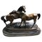 Französische Patinierte Bronze Miniatur von Zwei Pferden von PJ Mene 1