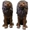Sitzende Löwen aus gegossener Bronze, 20. Jh., 2er Set 1