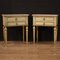 Louis XVI Style Italian Lacquered & Gilded Bedside Tables, 20th-Century, Set of 2 1