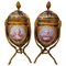 Antique Sèvres Style Ormolu Mounted Vases and Covers, 1860, Set of 2 1