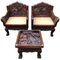 Chinese Carved Armchairs and Table, 20th Century, Set of 2 1