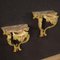 Italian Lacquered, Gilded and Painted Consoles with Marble Tops, 20th Century, Set of 2 7