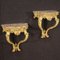 Italian Lacquered, Gilded and Painted Consoles with Marble Tops, 20th Century, Set of 2 5