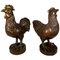 Oriental Bronze Hen and Cockerel, 20th Century, Set of 2 1