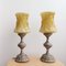 Art Nouveau Yellow Glass and Brass Table Lamps, Set of 2 3