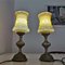 Art Nouveau Yellow Glass and Brass Table Lamps, Set of 2 7