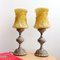 Art Nouveau Yellow Glass and Brass Table Lamps, Set of 2 2