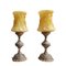 Art Nouveau Yellow Glass and Brass Table Lamps, Set of 2 1