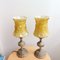 Art Nouveau Yellow Glass and Brass Table Lamps, Set of 2 6
