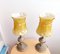 Art Nouveau Yellow Glass and Brass Table Lamps, Set of 2 5