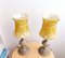 Art Nouveau Yellow Glass and Brass Table Lamps, Set of 2, Image 5