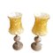 Art Nouveau Yellow Glass and Brass Table Lamps, Set of 2 4