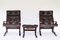 Scandinavian Leather Skyline Lounge Chairs & Ottoman from Hove Mobler, 1970s, Set of 3 1