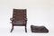 Scandinavian Leather Skyline Lounge Chairs & Ottoman from Hove Mobler, 1970s, Set of 3 9