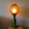 Large Mid-Century Italian Yellow & Green Wood and Glass Table Lamp 8