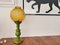 Große italienische Mid-Century Tischlampe aus Holz & Glas in Gelb & Grün 5