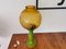 Large Mid-Century Italian Yellow & Green Wood and Glass Table Lamp 7