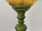Große italienische Mid-Century Tischlampe aus Holz & Glas in Gelb & Grün 9