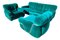 Velvet Living Room Set of Sofa and Armchair, 1970s, Set of 3 5