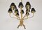 French Brass Bamboo Effect 12-Light Chandelier in the Style of Maison Baguès, 1950s 4
