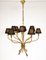 Lampadario a 12 luci in ottone con effetto bambù, Francia, anni '50, Immagine 10