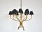 Lampadario a 12 luci in ottone con effetto bambù, Francia, anni '50, Immagine 18