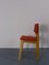 Mid-Century Beech Side Chairs Upholstered in Orange Wool, Set of 3 4