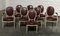French Dining Chairs in Original Finish with Leather Seats, Set of 8 1
