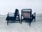 Mid-Century Modern Black Lacquer Lounge Armchair Set, Denmark 1950s, Set of 2 18