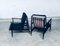 Mid-Century Modern Black Lacquer Lounge Armchair Set, Denmark 1950s, Set of 2 19