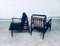Mid-Century Modern Black Lacquer Lounge Armchair Set, Denmark 1950s, Set of 2, Image 19