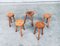 Brutalist Handcrafted Oak Tripod Stools, France, 1930s, Set of 5 11