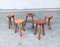 Brutalist Handcrafted Oak Tripod Stools, France, 1930s, Set of 5, Image 10